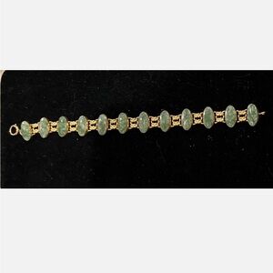 Vintage 12K GF Serpentine Cabochon Link Bracelet signed WRF